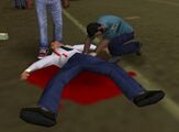 GTA Vice City에서 보행자를 소생시키는 구급대원(파란색 유니폼).