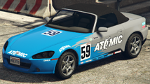 GTA Online의 RT3000 (Atomic 모터스포츠 리버리). (후측면 보기)
