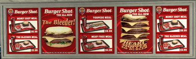 GTA IV의 Burger Shot 메뉴. "블리더"를 제외한 모든 메뉴는 주문 불가.
