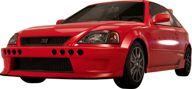 빨간색 블리스타 칸조의 전면 쿼터 뷰.