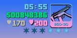 GTA 바이스 시티(GTA) 10주년 모바일 버전. 다른 GTA III(GTA) 스타일의 HUD 아이콘을 확인하십시오.
