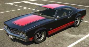 오리지널 버전의 Grand Theft Auto V에 등장하는 세이버 터보. (후면 쿼터 뷰)