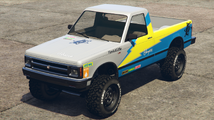 GTA Online의 월튼 L35 (Atomic 레이싱 리버리). (후측면 보기)