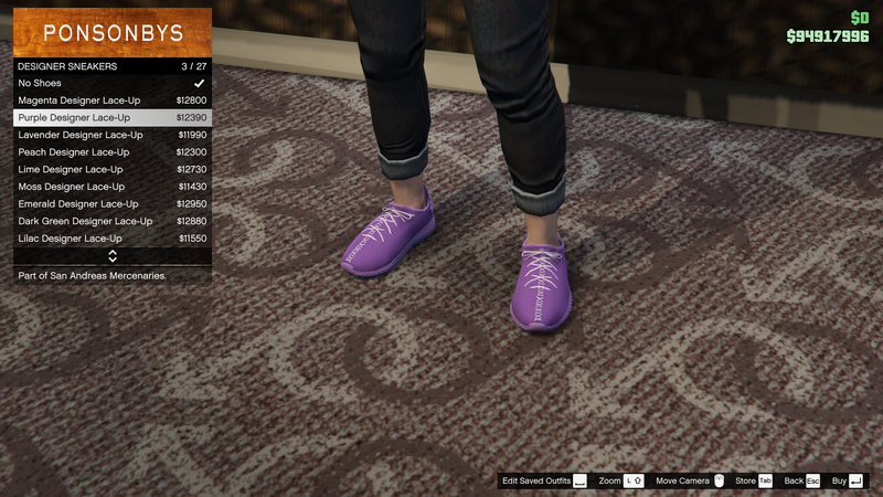파일:SanAndreasMercenaries-GTAOe-FemaleShoes-DesignerSneakers2-PurpleDesignerLaceUp.png