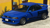 Grand Theft Auto 온라인에서의 Dense Motorsport 도색이 적용된 설튼 RS 클래식. (후측면 보기)