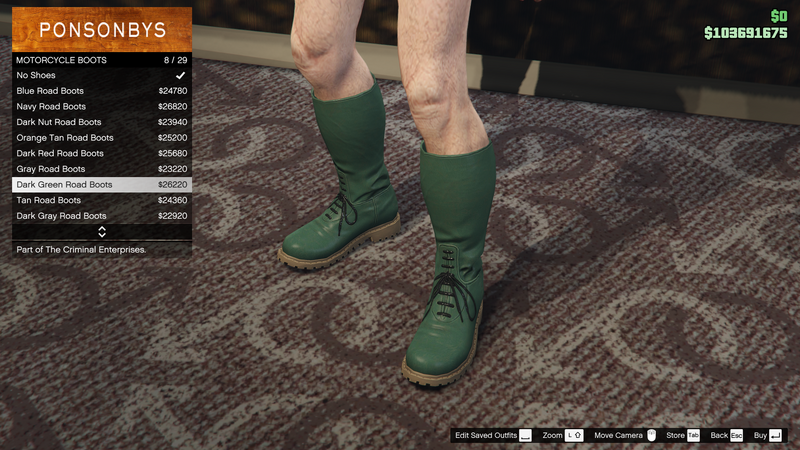 파일:TheCriminalEnterprises-GTAOe-MaleShoes-MotorcycleBoots7-DarkGreenRoadBoots.png