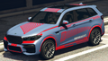 Grand Theft Auto Online의 Aztec 도색이 적용된 레블라 GTS. (후면 쿼터 뷰)