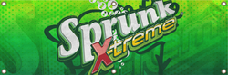 Sprunk X-treme 브랜딩이 된 차고 배너.