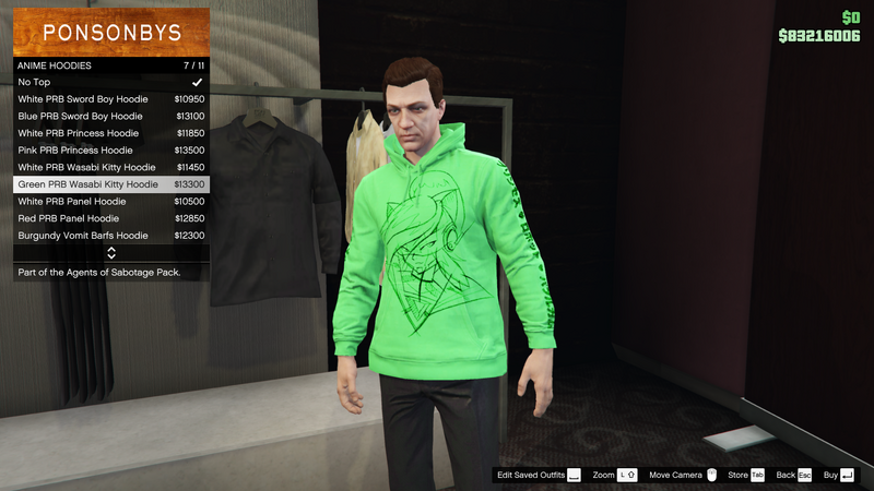 파일:AgentsofSabotage-GTAOe-MaleTops-AnimeHoodies6-GreenPRBWasabiKittyHoodie.png