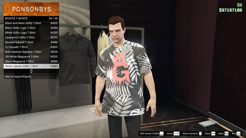 파일:ImportExport-GTAO-MaleTops-SportsTShirts24-WhiteLeavesGüffyTShirt.png
