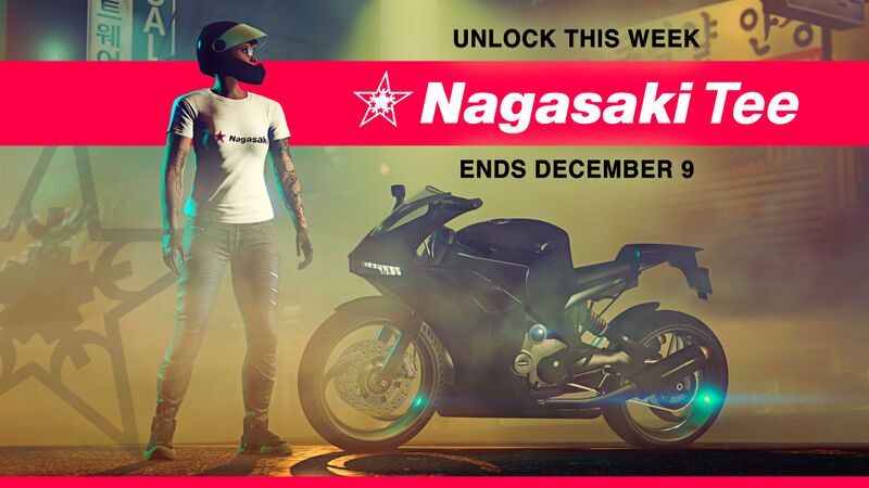 파일:GTAOnlineBonusesNovember2020Part3-GTAO-NagasakiTeeAdvert.jpg