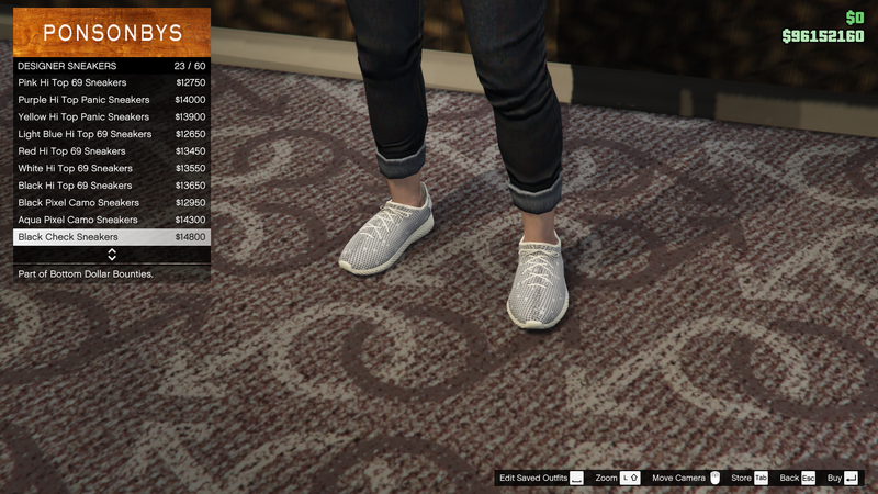 파일:BottomDollarBounties-GTAOe-FemaleShoes-DesignerSneakers22-BlackCheckSneakers.png