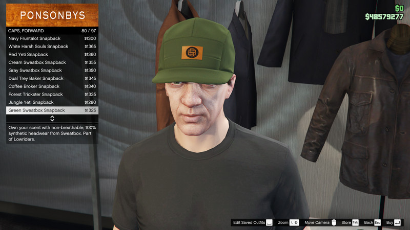 파일:Lowriders-GTAO-MaleHats-Caps13-GreenSweatboxSnapback.png