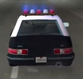 GTA Liberty City Stories 모바일 버전의 LCPD 경찰차 후면 (나중에 패치로 추가된 "POLICE" 문구가 없음).