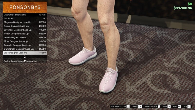 파일:SanAndreasMercenaries-GTAOe-MaleShoes-DesignerSneakers9-LilacDesignerLaceUp.png