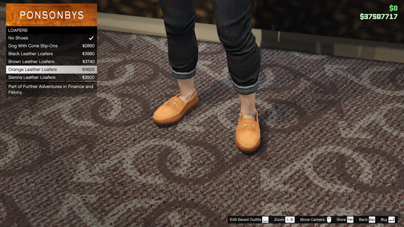 파일:FurtherAdventuresinFinanceandFelony-GTAO-FemaleShoes-Loafers3-OrangeLeatherLoafers.png