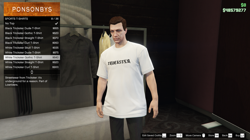 파일:Lowriders-GTAO-MaleTops-SportsTShirts7-WhiteTricksterGothicTShirt.png