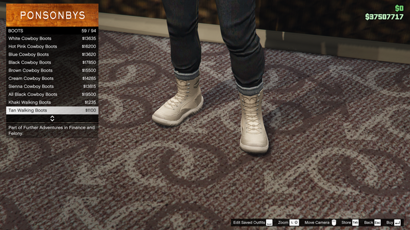 파일:FurtherAdventuresinFinanceandFelony-GTAO-FemaleShoes-Boots18-TanWalkingBoots.png