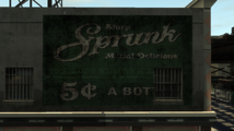 듀크 세르베자 하이츠의 빈티지 Sprunk 광고판.