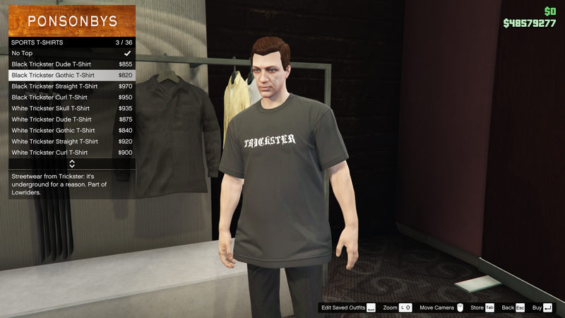 파일:Lowriders-GTAO-MaleTops-SportsTShirts2-BlackTricksterGothicTShirt.png