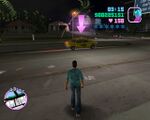 GTA VC에서 사망으로 미션에 실패한 후, 다시 미션 시작 지점으로 가기 위해 병원 앞에서 대기 중인 카우프만 택시.