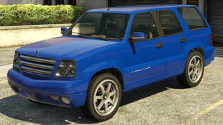 그랜드 테프트 오토 V에 등장하는 1세대 카발케이드. (후방 쿼터 뷰)