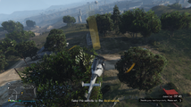 GTA 온라인에 등장하는 높고 좁은 노란색 결승점 체크포인트.