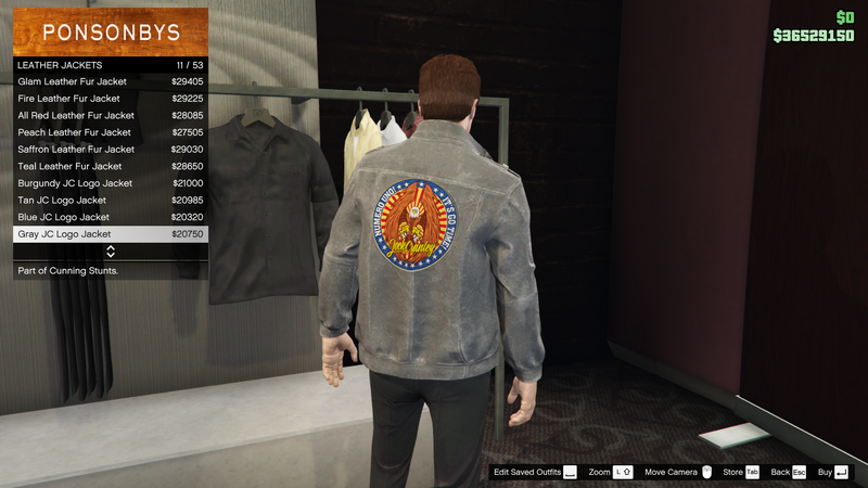 파일:CunningStunts-GTAO-MaleTops-LeatherJackets4-GrayJCLogoJacket.png