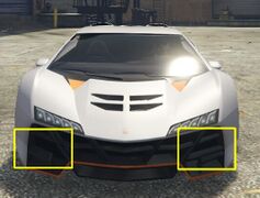 비대칭 전면 바디 키트 디테일.