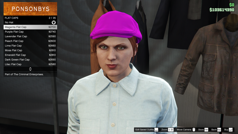 파일:TheCriminalEnterprises-GTAOe-FemaleHats-FlatCaps1-MagentaFlatCap.png