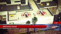 Grand Theft Auto Online에서 The Gangbanger Robbery 습격 준비 작업 중 Weazel News 보도.
