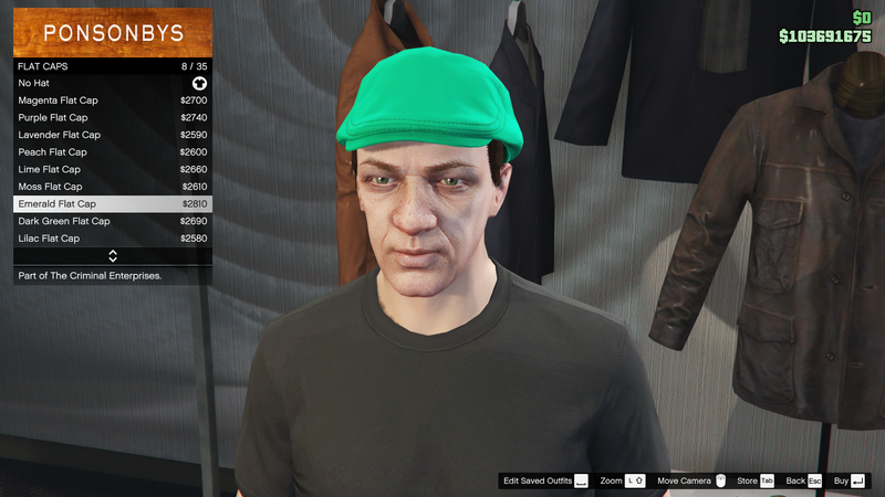 파일:TheCriminalEnterprises-GTAOe-MaleHats-FlatCaps7-EmeraldFlatCap.png