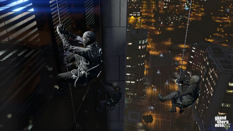 파일:TheBureauRaid-GTAV-RoofApproachRappellingDown.jpg