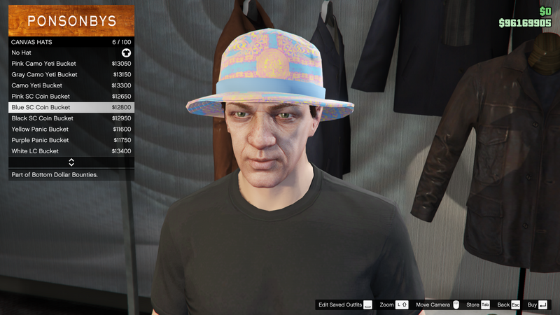파일:BottomDollarBounties-GTAOe-MaleHats-CanvasHats5-BlueSCCoinBucket.png