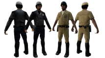 SFPD 오토바이 경관 sfpdm1(왼쪽) 및 LVPD 오토바이 경관 lvpdm1(오른쪽).