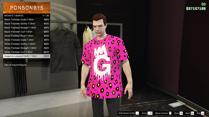 파일:ImportExport-GTAO-MaleTops-SportsTShirts1-MagentaLeopardGüffyTShirt.png