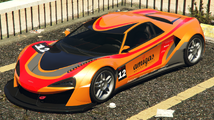 GTA 온라인에서 Amigas 도색이 적용된 이탈리 GTB 커스텀. (후측면도)