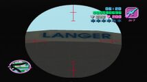 GTA 바이스 시티의 호텔 꼭대기에 있는 랭어(Langer) 표지판. (PS2)