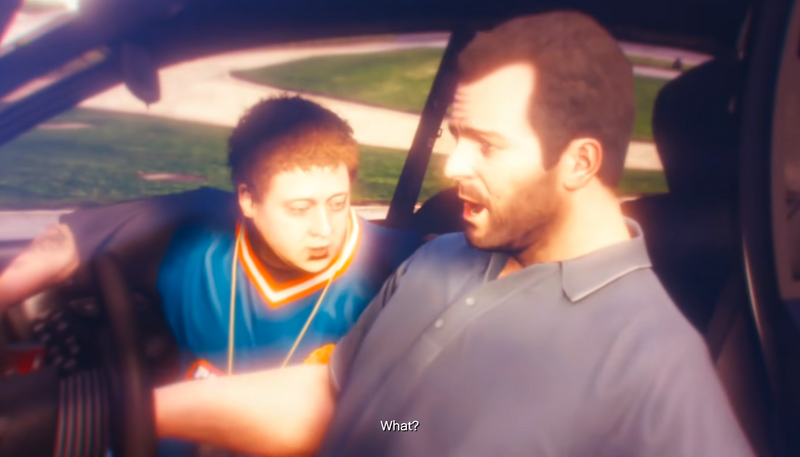 파일:DidSomebodySayYoga?-GTAVe-JimmypushesMichaeloutofhiscar.png