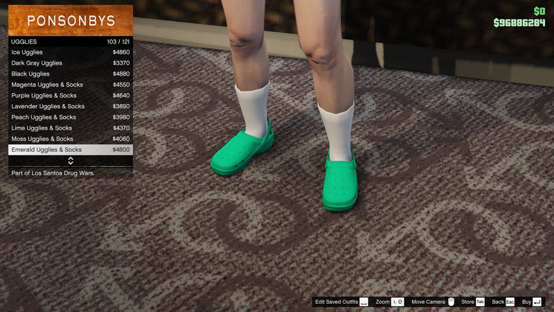 파일:LosSantosDrugWars-GTAOe-FemaleShoes-Ugglies102-EmeraldUgglies&Socks.png