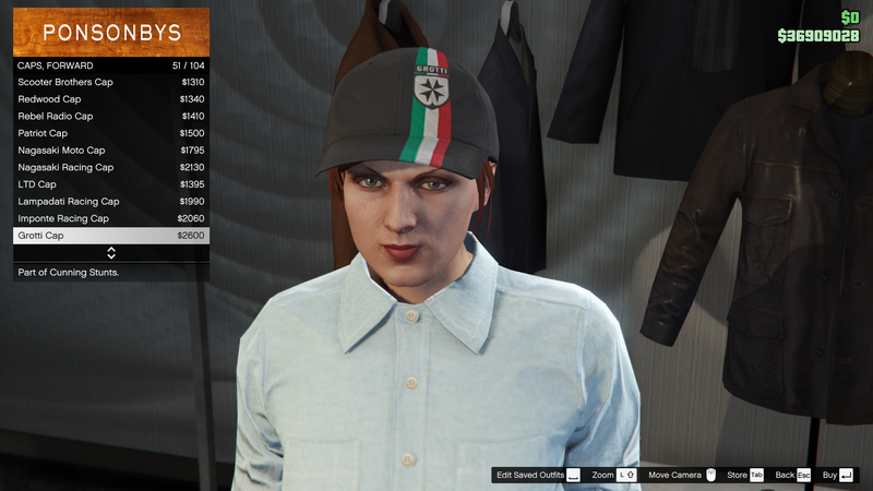 파일:CunningStunts-GTAO-FemaleHats-Caps14-GrottiCap.png