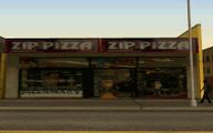 린든 역 근처에 있는 Zip Pizza의 앞모습.
