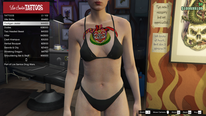 파일:LosSantosDrugWars-GTAOe-FemaleTattoos-TorsoChest2-FooliganJester.png