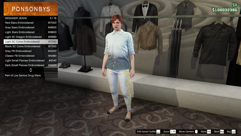 파일:LosSantosDrugWars-GTAOe-FemalePants-DesignerJeans33-LightSCCoinsEmbroidered.png