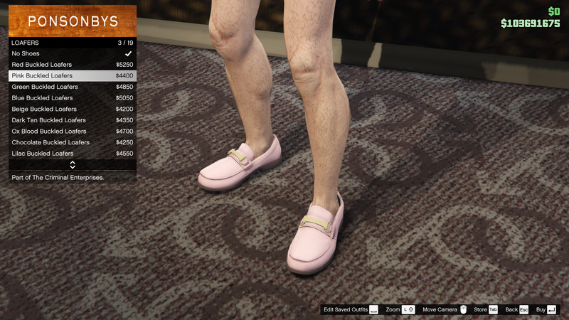파일:TheCriminalEnterprises-GTAOe-MaleShoes-Loafers2-PinkBuckledLoafers.png