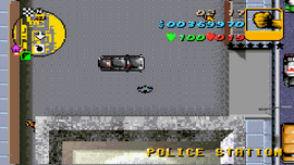 Grand Theft Auto Advance에서 경찰서 주차장에 생성되는 FBI 차량 위치.