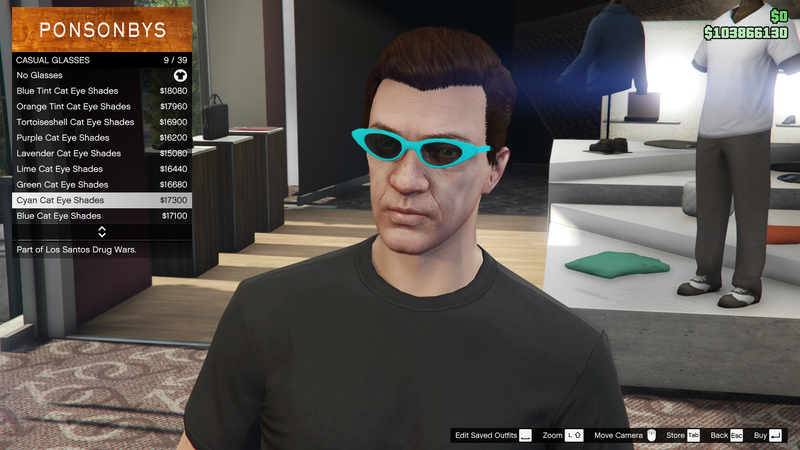 파일:LosSantosDrugWars-GTAOe-MaleGlasses-CasualGlasses36-CyanCatEyeShades.png