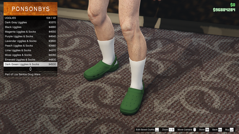 파일:LosSantosDrugWars-GTAOe-MaleShoes-Ugglies103-DarkGreenUgglies&Socks.png