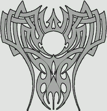 좀비 오토바이의 부족 문양 디자인.