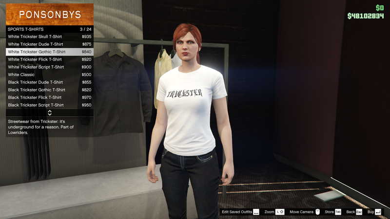 파일:Lowriders-GTAO-FemaleTops-SportsTShirts3-WhiteTricksterGothicTShirt.png